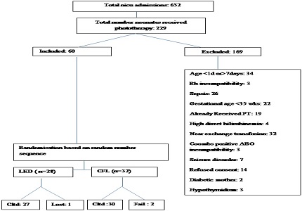 Light-emitting Diodes versus Compact Fluorescent Tubes for Phototherapy in Neonatal Jaundice: A randomised control trial